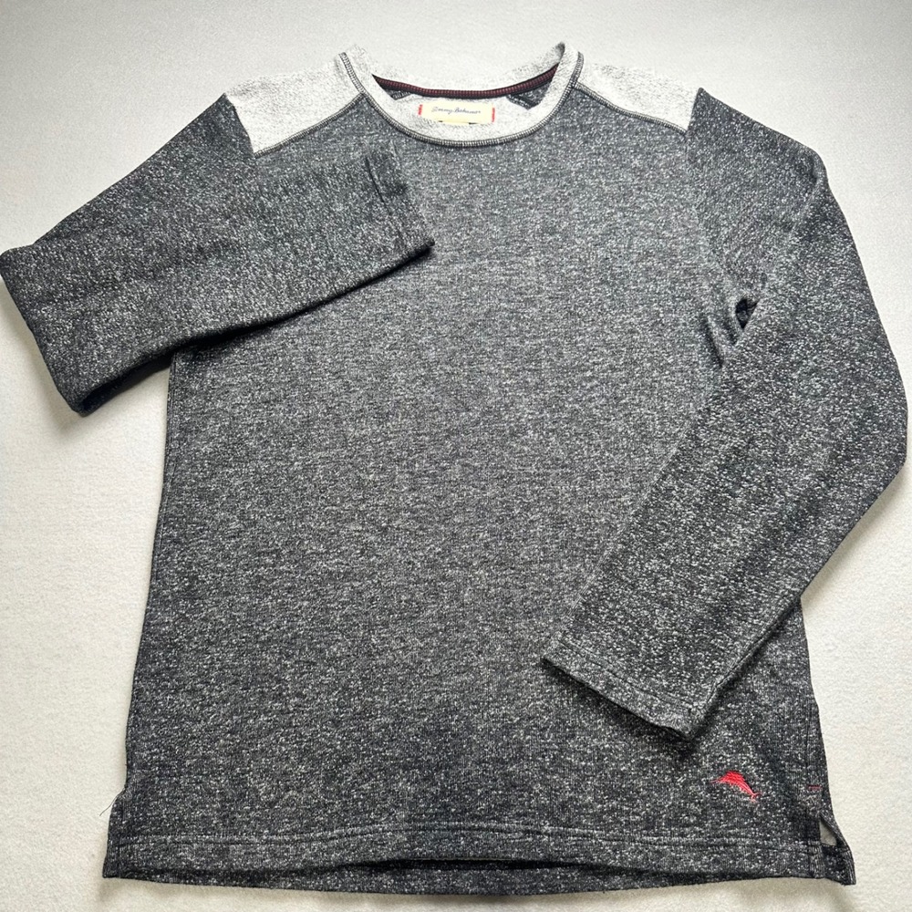 Tommy Bahama Pullover Mens Medium Gray Space Dye Long Sleeve Crew Neck Top